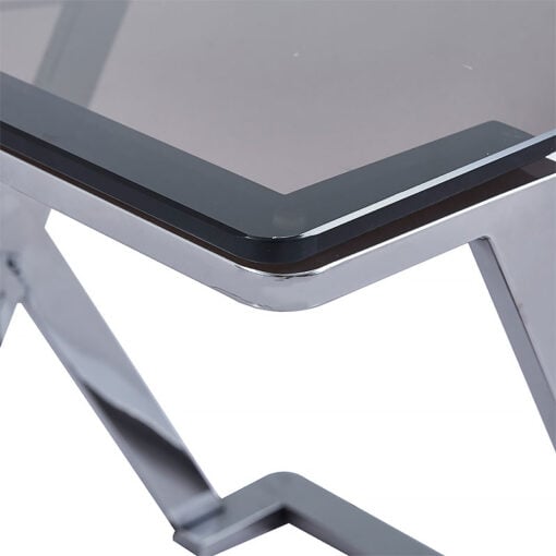 Roswell Premium Grey Gunmetal And Smoked Glass Side End Table