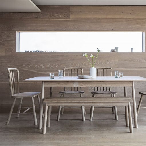 Set Of 2 Scandi Nordic Design Solid Oak Spindle Back Dining Chairs