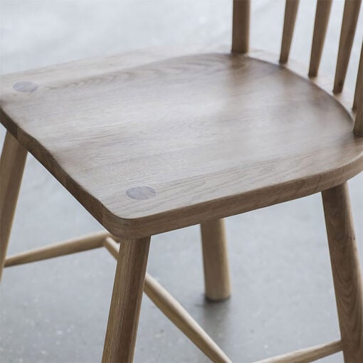 Set Of 2 Scandi Nordic Design Solid Oak Spindle Back Dining Chairs