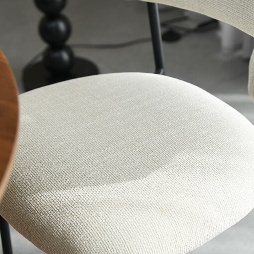Set Of 2 Sofia Natural Linen Effect Curved Scoop Back Dining Chairs