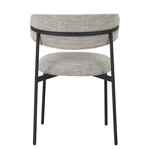 Set Of 2 Sofia Oatmeal Tweed Effect Curved Scoop Back Dining Chairs