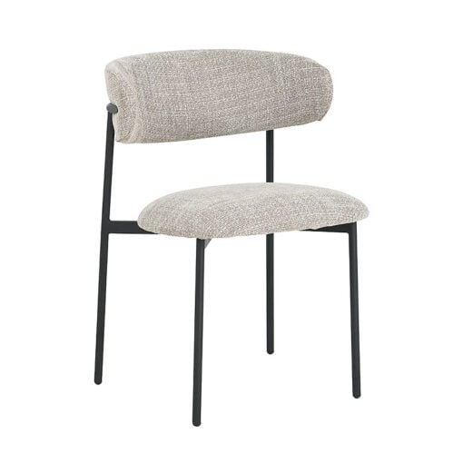 Set Of 2 Sofia Oatmeal Tweed Effect Curved Scoop Back Dining Chairs