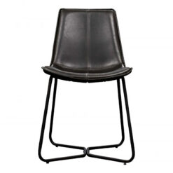 Vermont Charcoal Grey PU Faux Leather Industrial Dining Chair