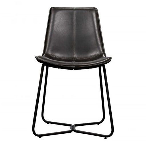 Set Of 2 Vermont Charcoal Grey PU Faux Leather Industrial Dining Chairs