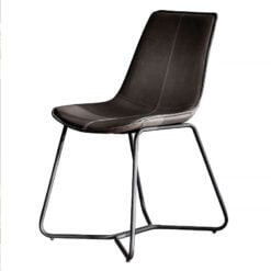Vermont Charcoal Grey PU Faux Leather Industrial Dining Chair