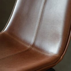 Vermont Tan Brown PU Faux Leather Industrial Dining Chair