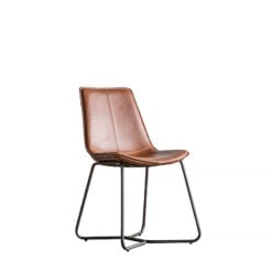 Vermont Tan Brown PU Faux Leather Industrial Dining Chair