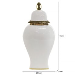 White And Gold Ceramic Ginger Jar With Lid 51cm