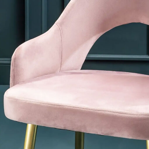 Set Of 2 Adelaide Dusky Blush Pink Velvet Dining Chairs With Gold Legs