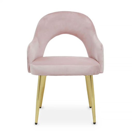 Set Of 2 Adelaide Dusky Blush Pink Velvet Dining Chairs With Gold Legs
