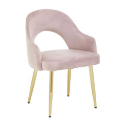 Adelaide Dusky Blush Pink Velvet Dining Chair With Gold Legs