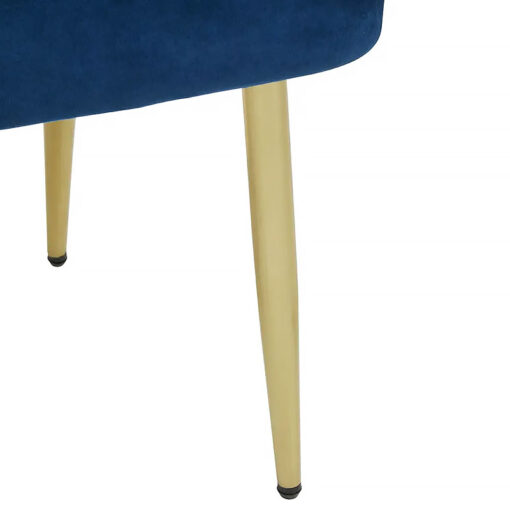Set Of 2 Adelaide Midnight Blue Velvet Dining Chairs With Gold Legs