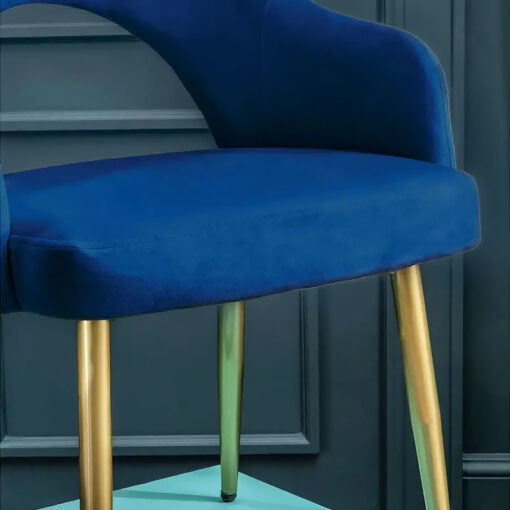 Set Of 2 Adelaide Midnight Blue Velvet Dining Chairs With Gold Legs
