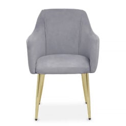 Akita Grey Velvet Tub Dining Chair With Gold Legs