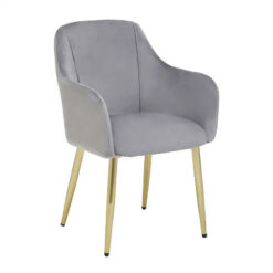 Akita Grey Velvet Tub Dining Chair With Gold Legs