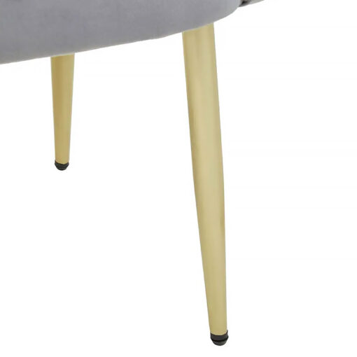 Set Of 2 Akita Grey Velvet Tub Dining Chairs With Gold Legs