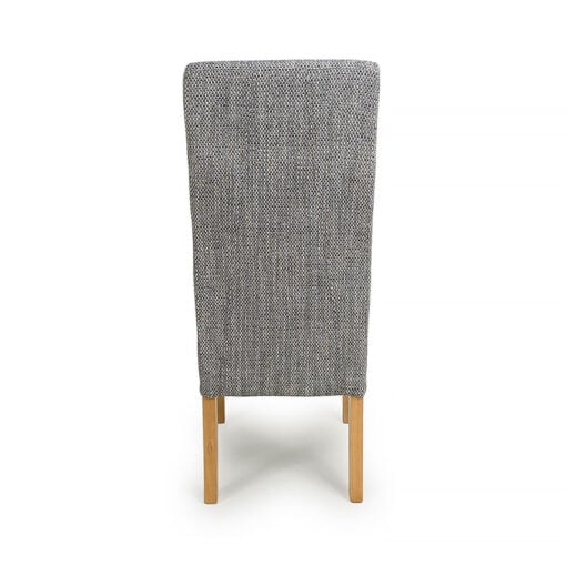 Set Of 2 Albany Grey Tweed Fabric Dining Chairs With Wood Legs