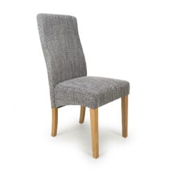 Albany Grey Tweed Fabric Dining Chair With Wood Legs