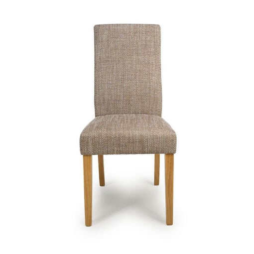 Set Of 2 Albany Oatmeal Tweed Fabric Dining Chairs With Wood Legs