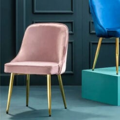 Alexandria Dusky Blush Pink Velvet Dining Chair With Gold Legs