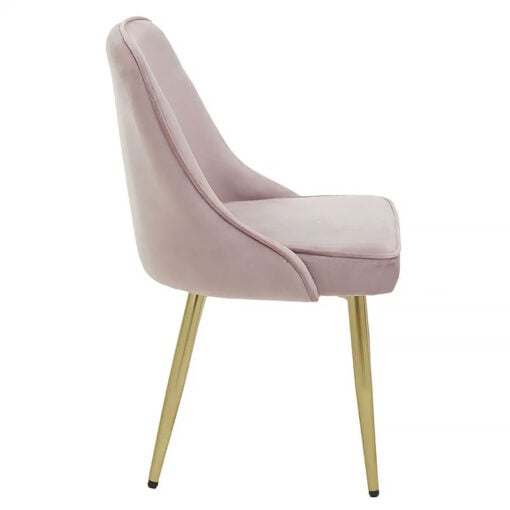 Set Of 2 Alexandria Dusky Blush Pink Velvet Dining Chairs With Gold Legs
