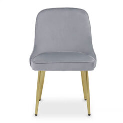 Alexandria Grey Velvet Dining Chair With Gold Legs