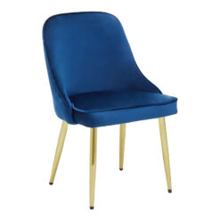 Alexandria Midnight Blue Velvet Dining Chair With Gold Legs
