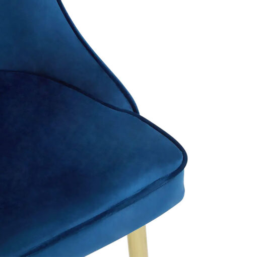 Set Of 2 Alexandria Midnight Blue Velvet Dining Chairs With Gold Legs