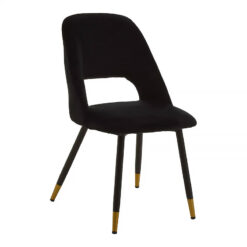 Attica Black Velvet Dining Chair With Black And Gold Legs