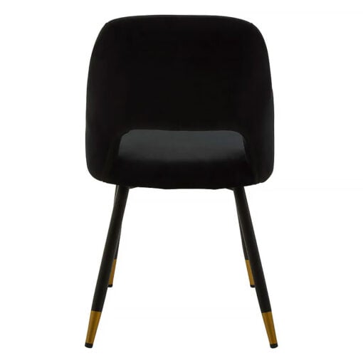 Set Of 2 Attica Black Velvet Dining Chairs With Black And Gold Legs