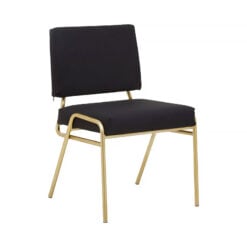 Baltimore Black Linen Armless Dining Chair With Gold Legs