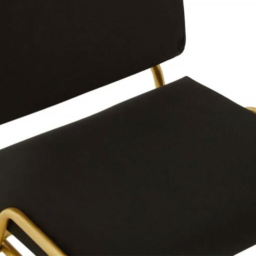 Set Of 2 Baltimore Black Linen Armless Dining Chairs With Gold Legs
