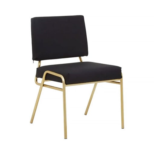 Set Of 2 Baltimore Black Linen Armless Dining Chairs With Gold Legs