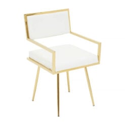 Belize Ivory White Faux Leather And Gold Dining Chair