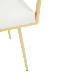 Belize Ivory White Faux Leather And Gold Dining Chair