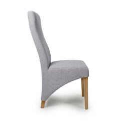 Calgary High Back Light Grey Weave Dining Chair With Natural Wood Legs