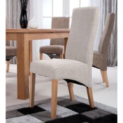 Set Of 2 Calgary High Back Natural Weave Dining Chairs With Natural Wood Legs