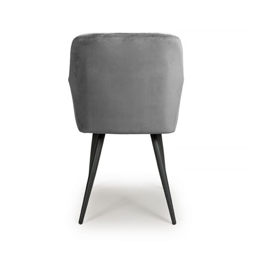 Set Of 2 Dallas Grey Brushed Velvet Tub Dining Chairs With Black Metal Legs