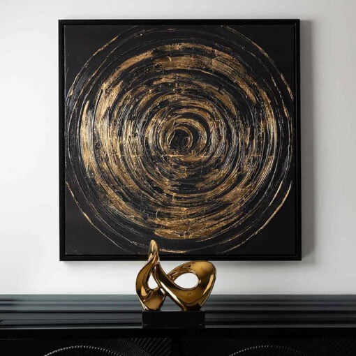 Dark Grey And Gold Abstract Framed Canvas Wall Art 95cm