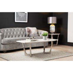 Dorchester Chrome Metal And Grey Faux Marble Coffee Table