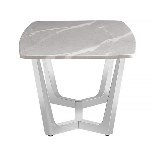 Dorchester Chrome Metal And Grey Faux Marble Side End Table