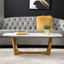 Dorchester Gold Metal And White Faux Marble Coffee Table