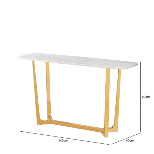 Dorchester Gold Metal And White Faux Marble Console Table