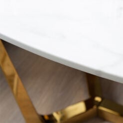 Dorchester Gold Metal And White Faux Marble Side End Table