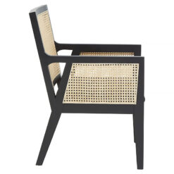 Elba Black Rattan And Velvet Tub Dining Chair With Cane Backrest