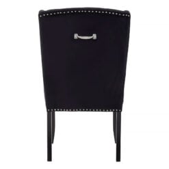 Elmira Black Velvet Tufted Winged Studded High Back Dining Chair