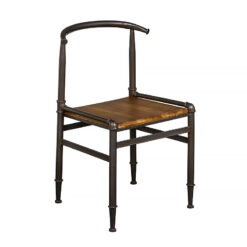 Eugene Industrial Black Metal Pipe And Fir Wood Dining Chair