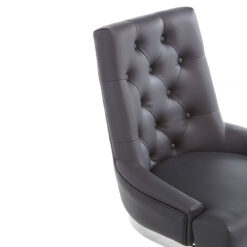 Euston Cantilever Tufted Black Faux Leather And Chrome Dining Chair