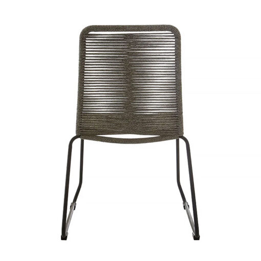 Set Of 4 Fairfax Grey Sisal Rope Dining Chairs With Black Metal Legs