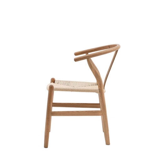 Set Of 2 Fraser Natural Elm Wood Wishbone Dining Chairs With Handwoven Seat